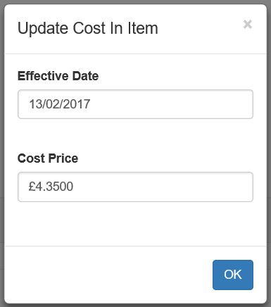 updating a cost